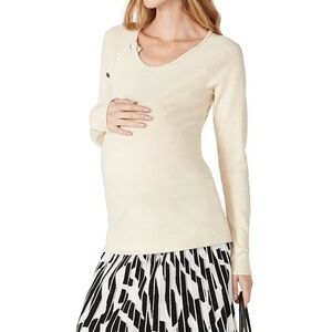 Stowaway Collection Raglan Cream Maternity Sweater Top Large
